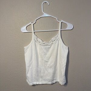 Eddie Bauer White Crochet-Trim Camisole